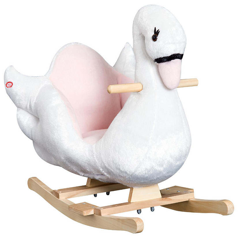 Qaba Rocking Horse Plush Swan w/ Music 18mo+ White Image