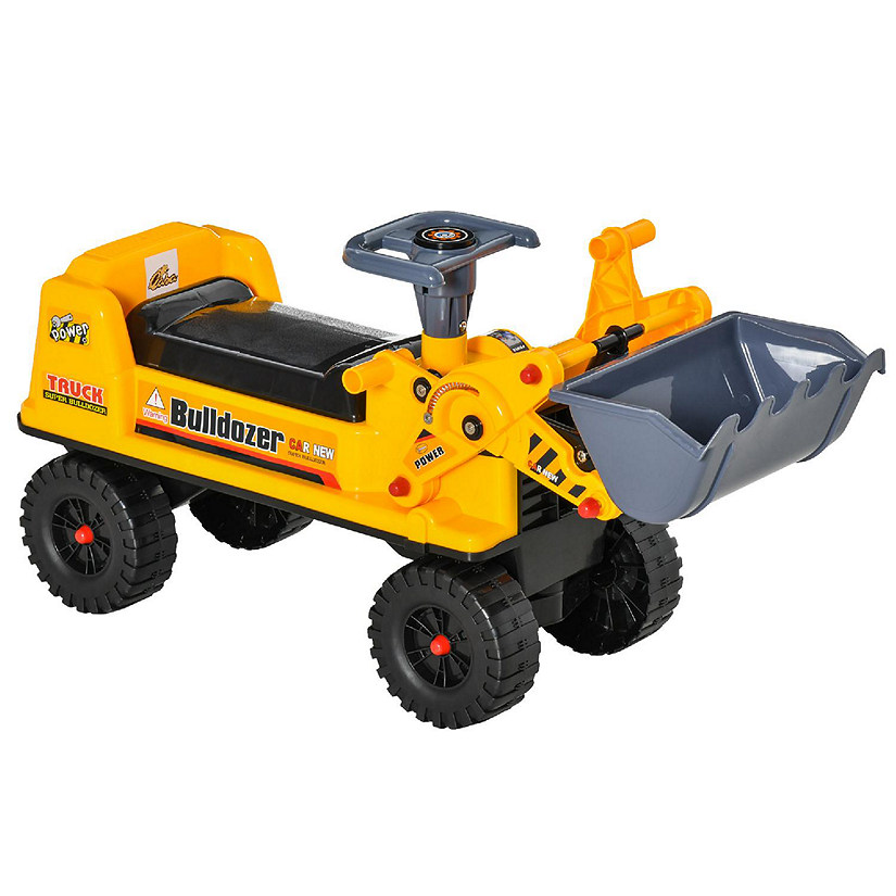 Qaba Toddler Ride On Construction Front Loader Tractor Excavator w/ Digging Bucket Yellow Image