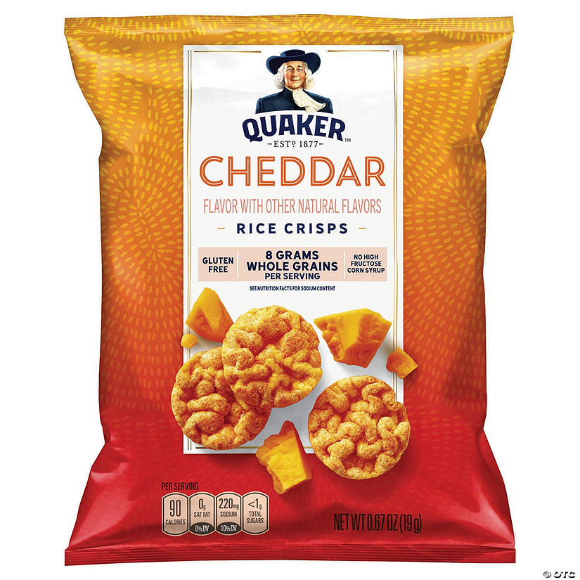 Quaker Popped Rice Crisps Cheddar Cheese, .67 oz, 60 Count | Oriental ...