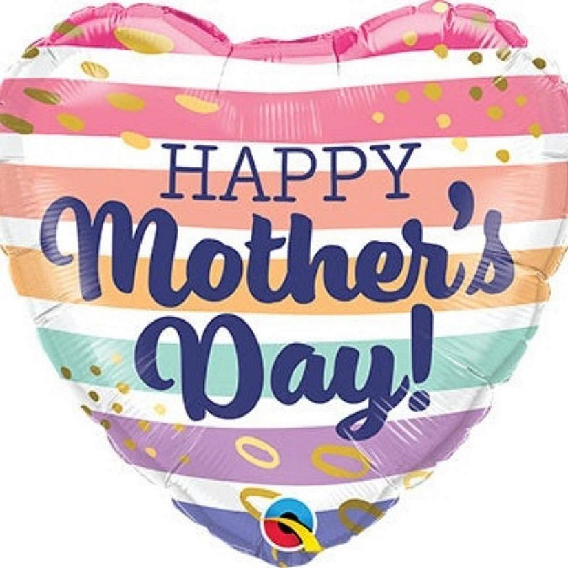 Qualatex - 18" - Multicolor - Boho Stripes Heart Balloon Image