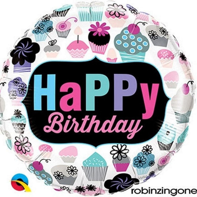 Qualatex - 18" - Multicolour - Birthday Cupcakes Foil Balloon Image