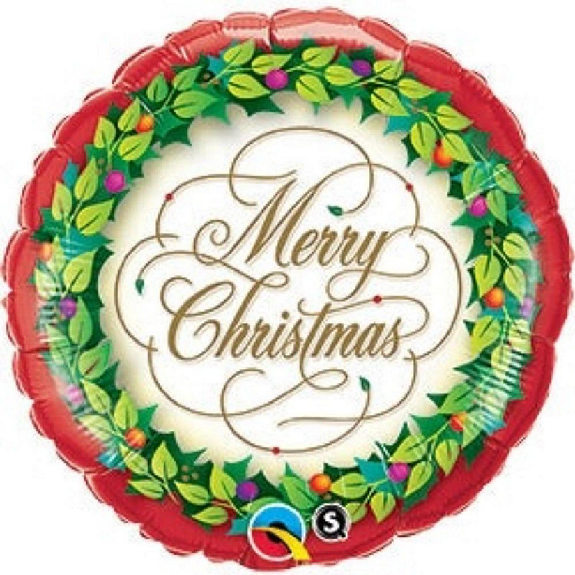 Qualatex - 18" - Multicolour - Christmas Wreath Foil Balloon Image