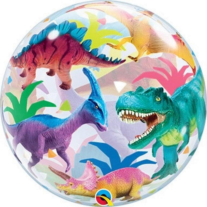 Qualatex - 22" - Colorful Dinosaurs Bubble Balloon Image