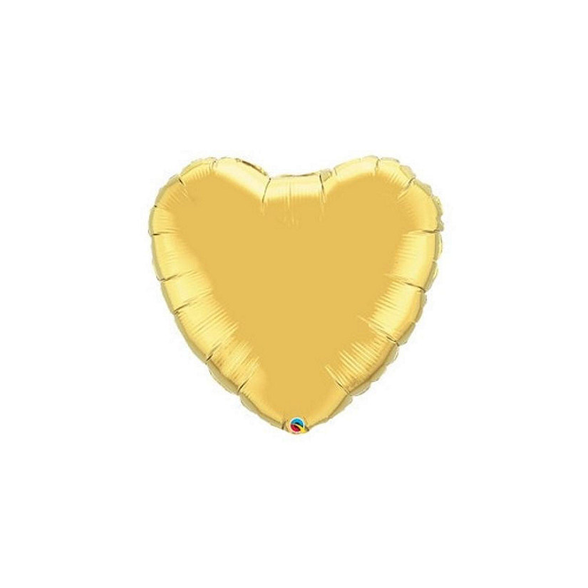 Qualatex - 9" - Gold - Heart Foil Balloons Image