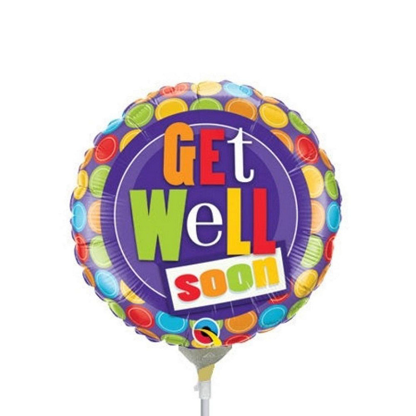 Qualatex - 9" - Multicolor - Get Well Soon Foil Balloons Image