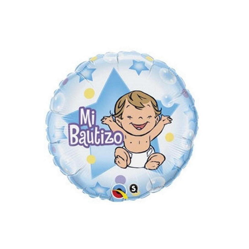 Qualatex - 9" - Multicolour - Mi Bautizo Blue Foil Balloons Image