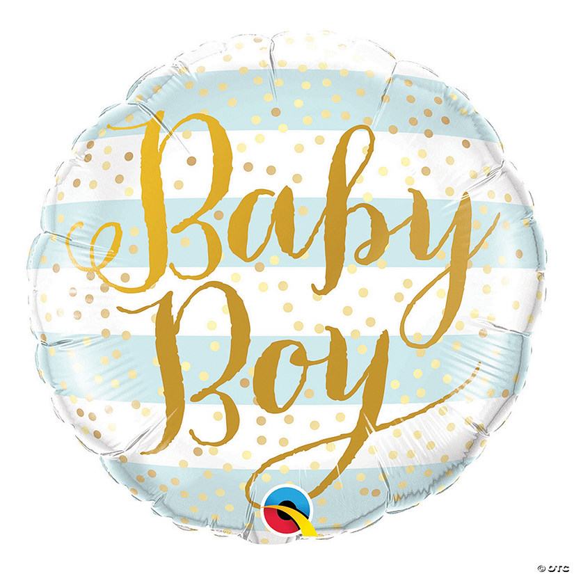 Qualatex Baby Boy Blue Stripes 18" Mylar Balloon Image