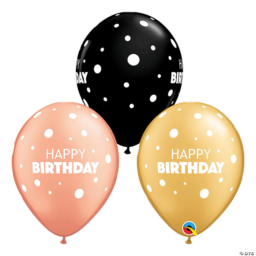 Qualatex Bulk 50 Pc. Happy Birthday Dots 11" Latex Balloons Image