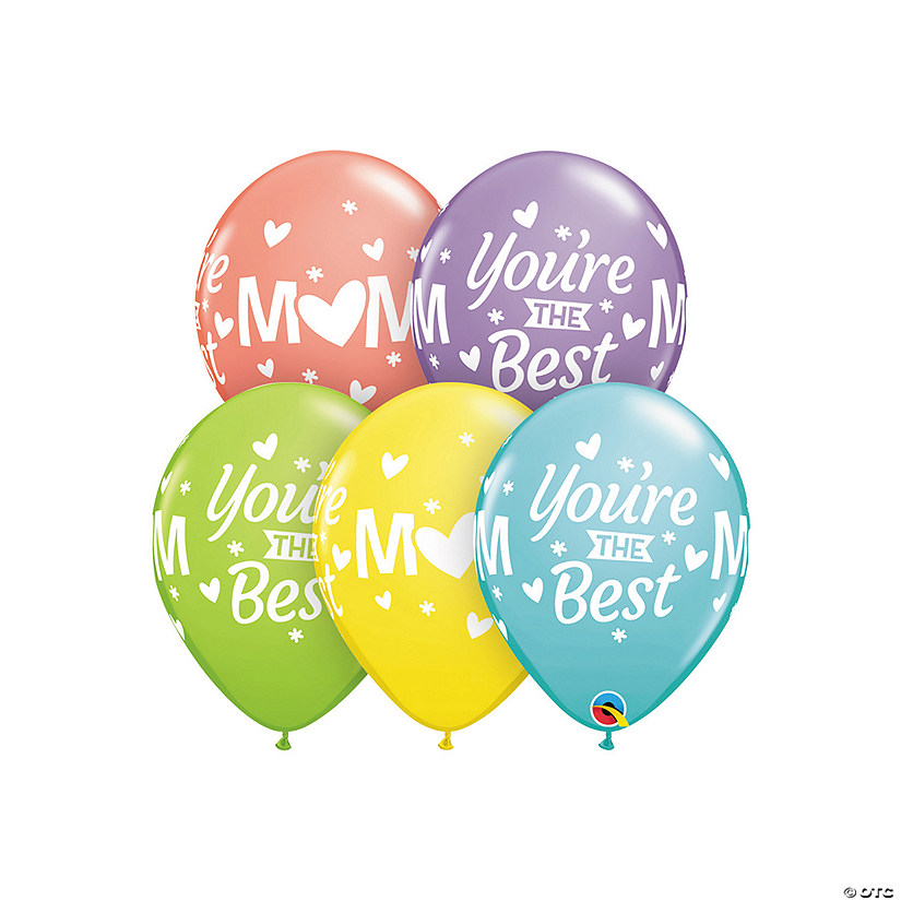 Qualatex Bulk 50 Pc. Mom You&#8217;re the Best 9" Latex Balloon Assortment Image