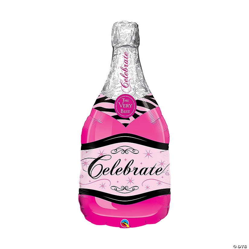 Qualatex Celebrate Pink Champagne Bottle 39" Mylar Balloon Image