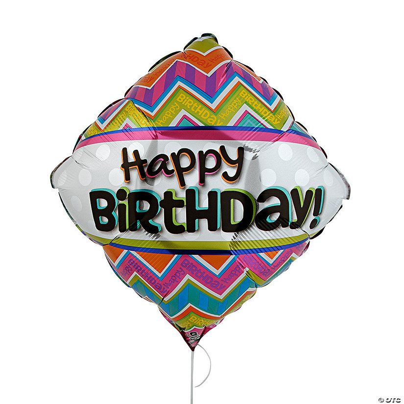 Qualatex Chevron Patterns Happy Birthday 18" Mylar Balloon Image