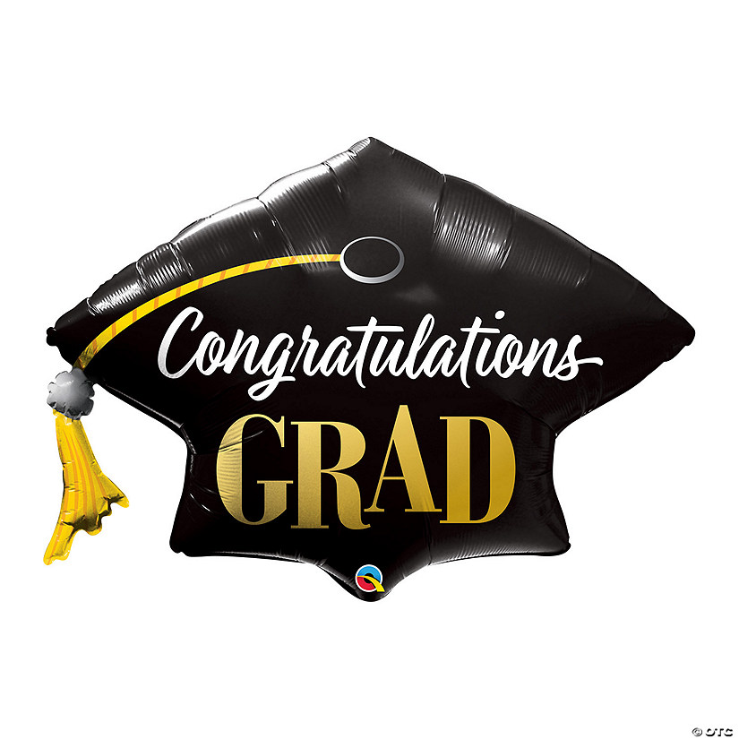 Qualatex Congratulations Grad Mortarboard Black 19" Mylar Balloon Image