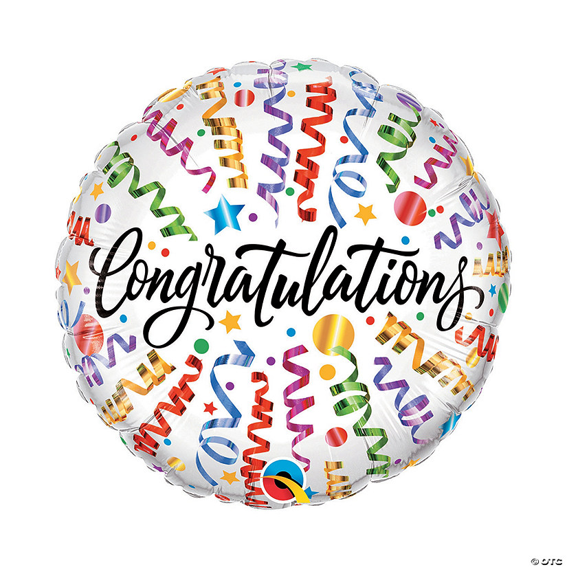 Qualatex Congratulations Streamers 18" Mylar Balloon Image