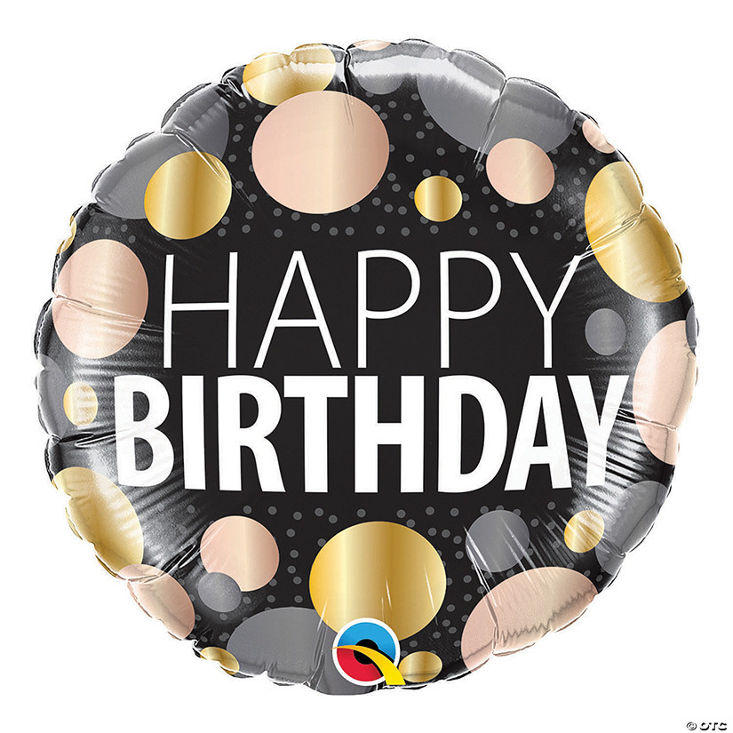 Qualatex Happy Birthday Big Metallic Dots 18" Mylar Balloon Image