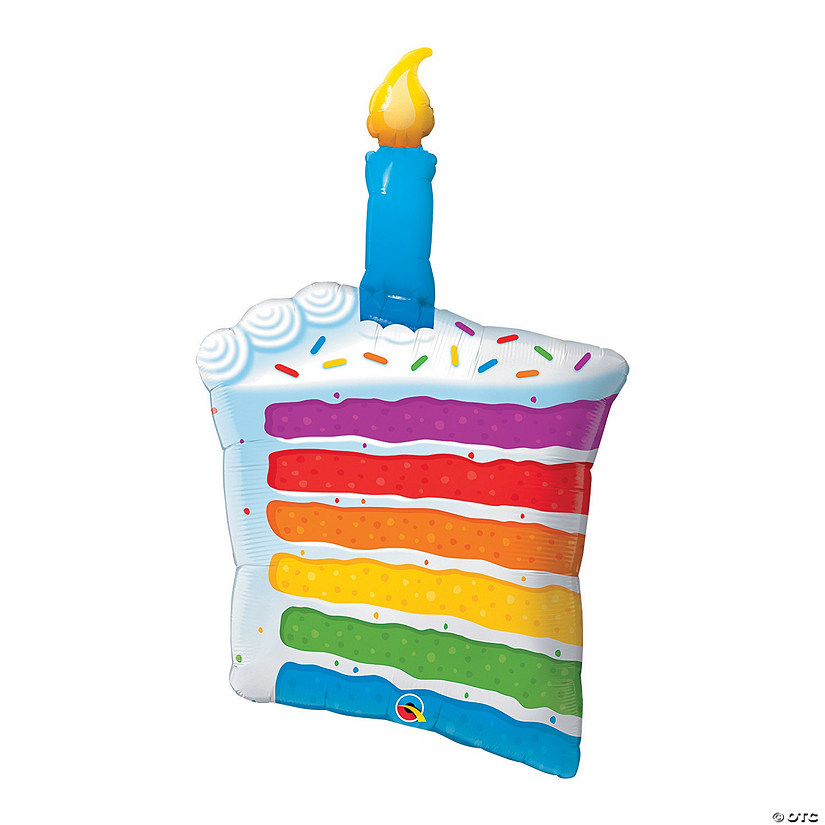 Qualatex Rainbow Cake & Candle 42" Mylar Balloon Image