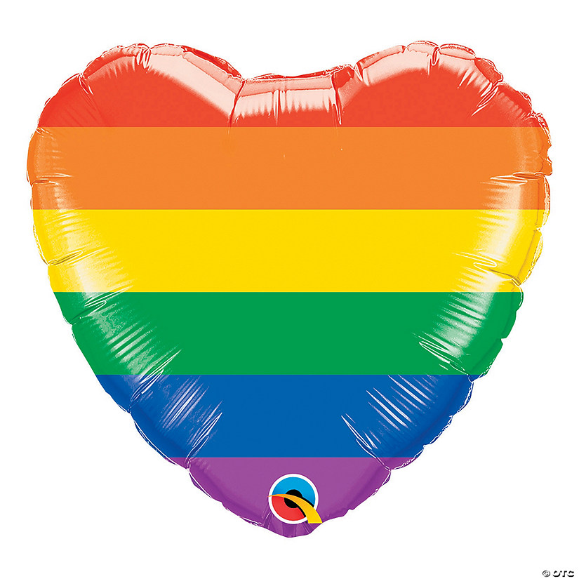 Qualatex Rainbow Stripes Heart 18" Mylar Balloon Image