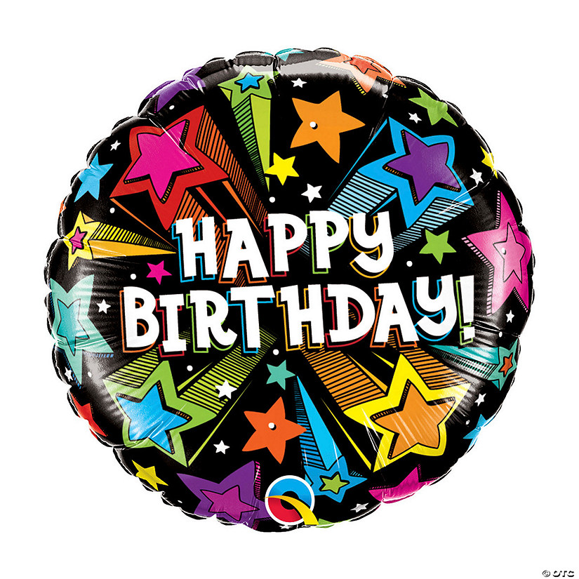 Qualatex Shooting Stars Happy Birthday 18" Mylar Balloon Image