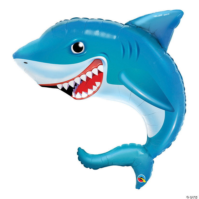 Qualatex Smilin&#8217; Shark-Shaped 36" Mylar Balloon Image