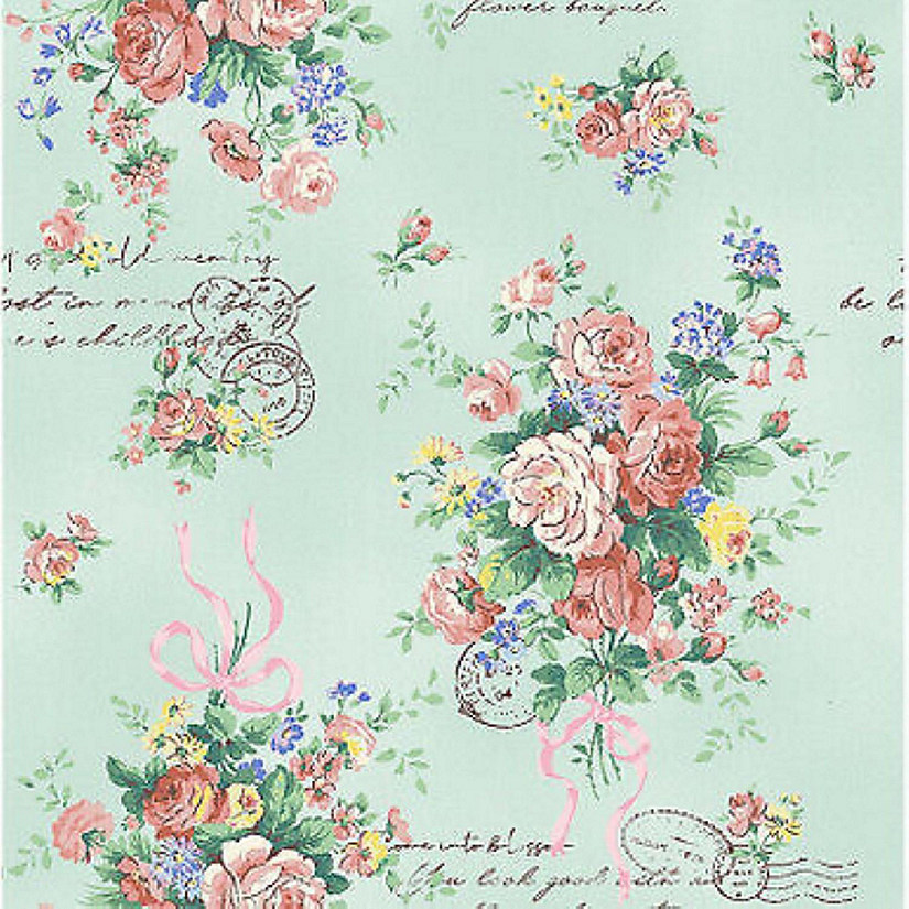 Quilt Gate Green Blooming Rose Lg Bouquet Cotton Fabric Image