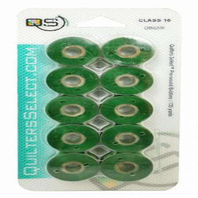 Quilters Select 0206 Wreath Green Prewound Bobbins for Class 15 Sewing Machines Image