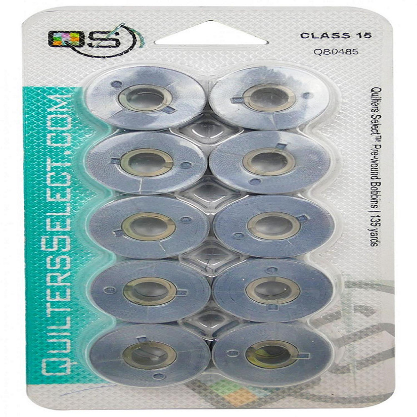 Quilters Select 0485 Medium Gray Pre wound Bobbins for Class 15 Sewing Machines Image
