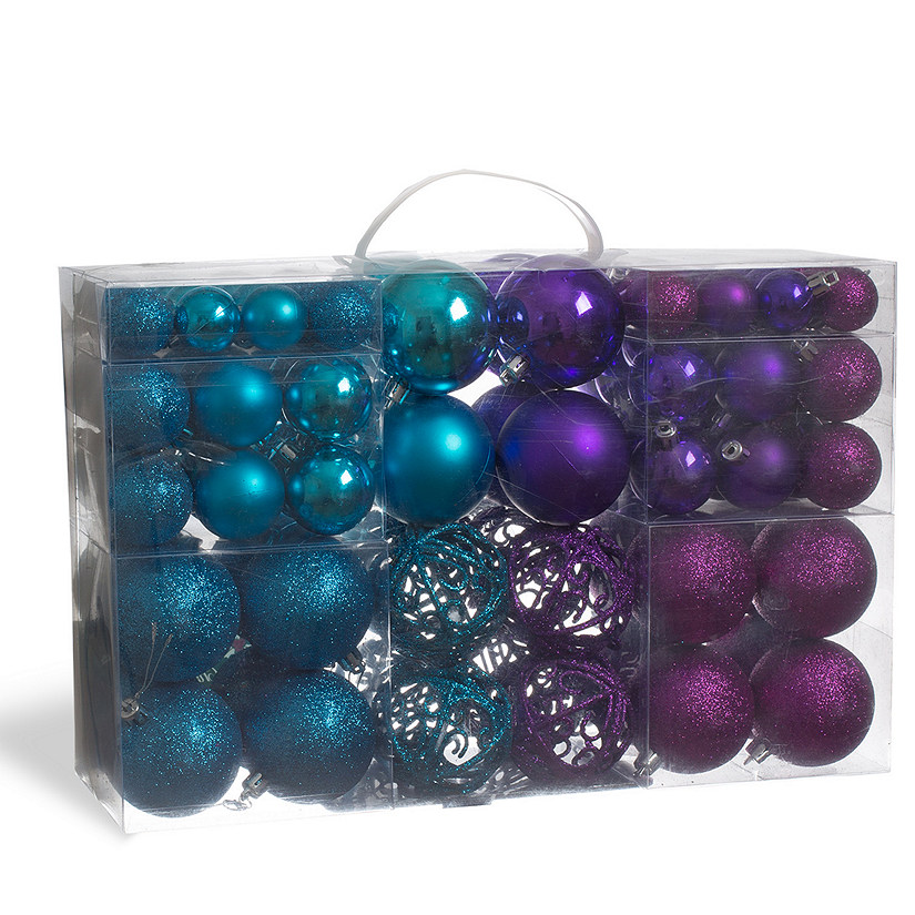 R N' D Toys Purple And Blue Christmas Ornament Balls 100 Pieces Image