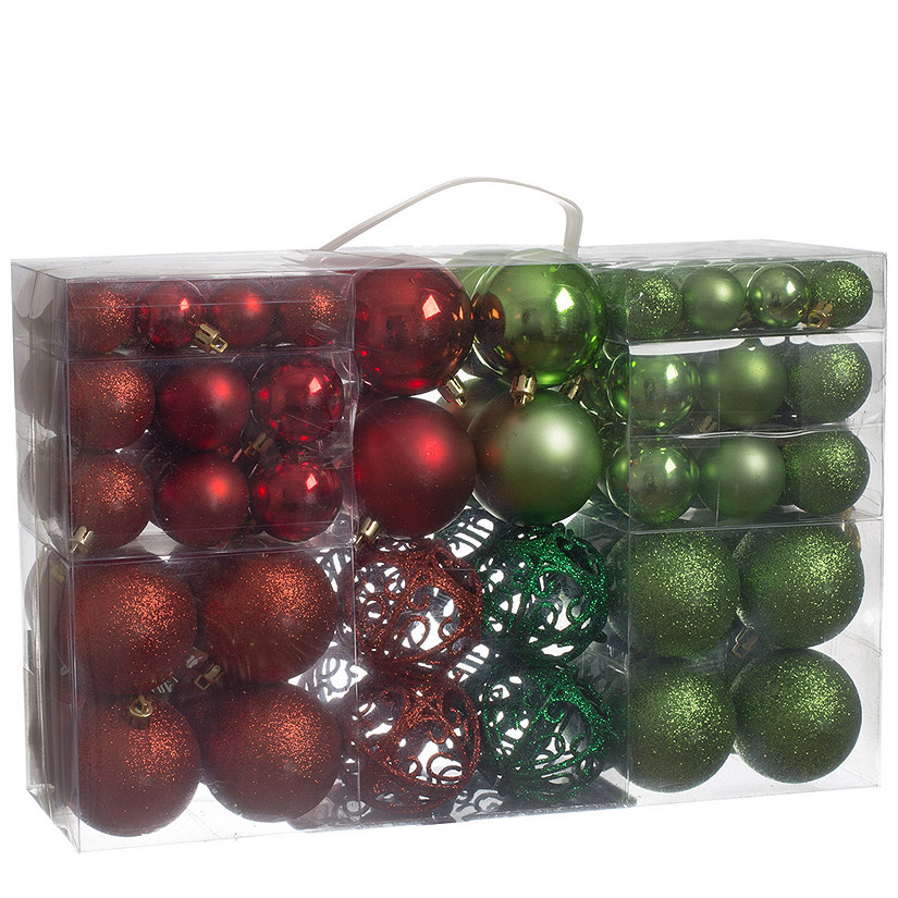 R N' D Toys Red And Green Christmas Ornament Balls and Hooks 100 Pieces Image