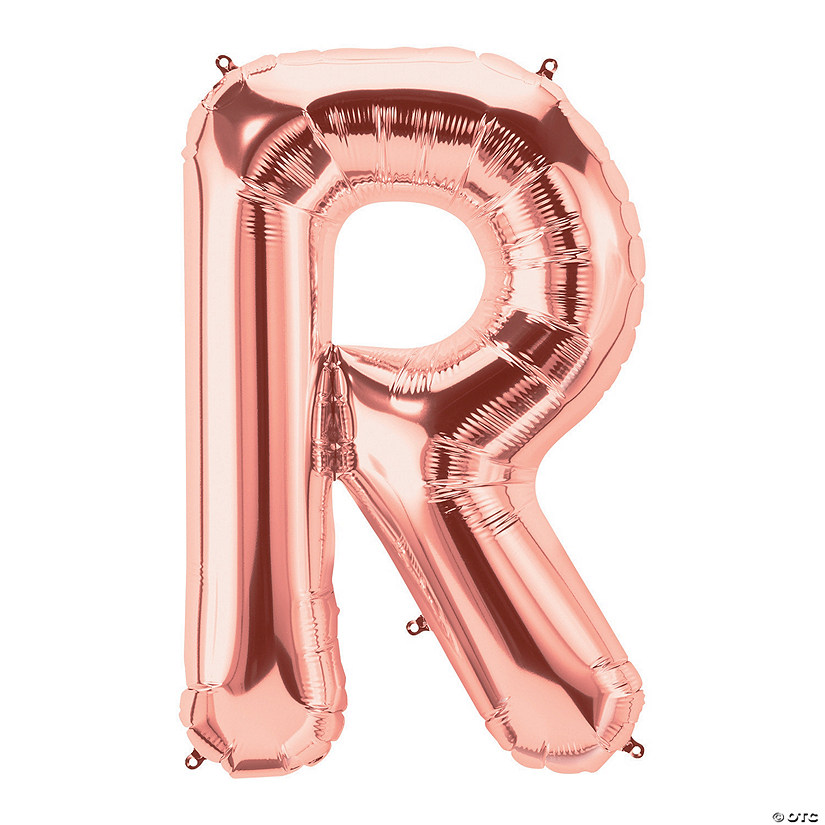 R Rose Gold Letter 34" Mylar Balloon Image