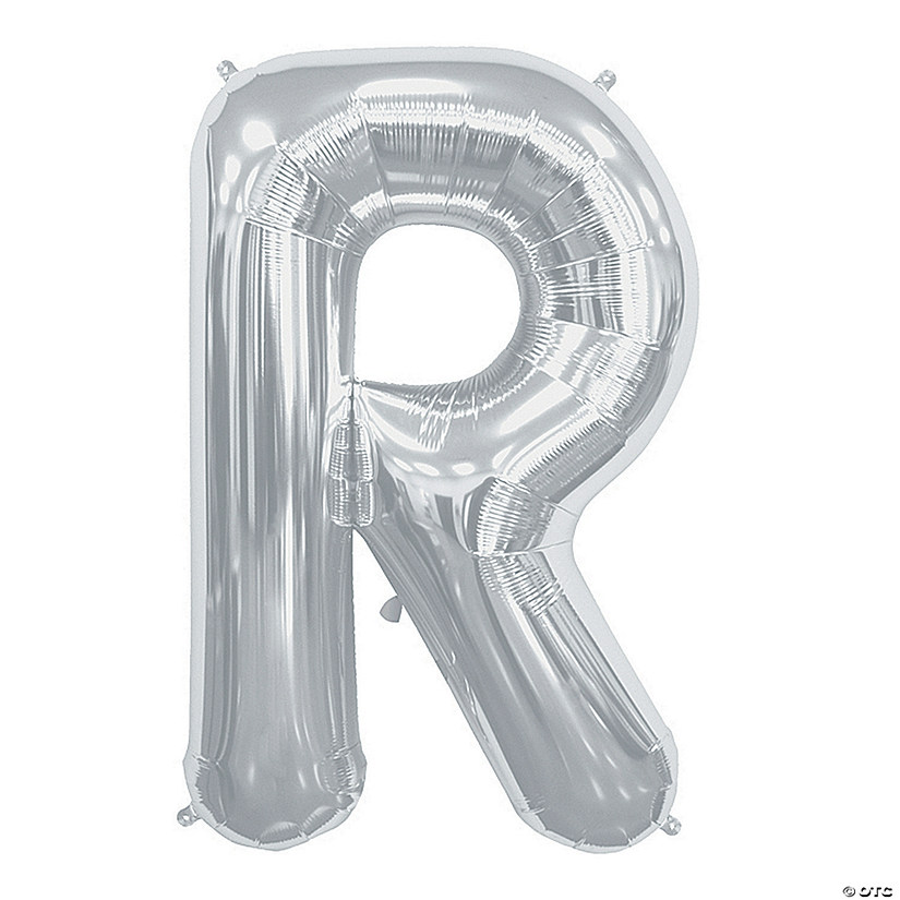 &#8220;R&#8221; Silver Letter 34" Mylar Balloon Image