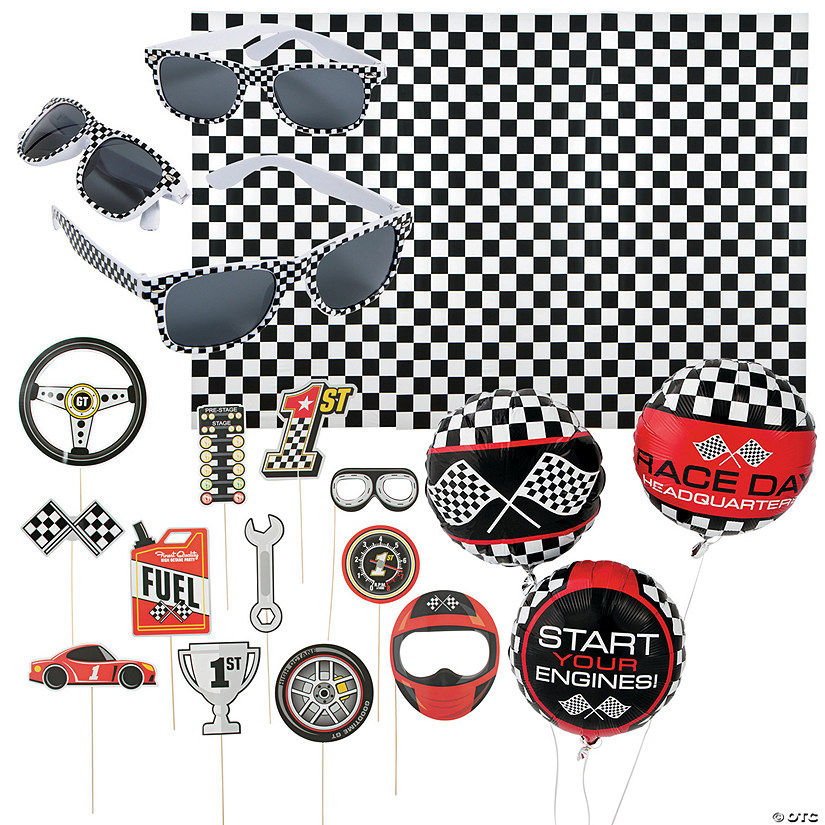 Race Car Party Deluxe Photo Booth Kit - 31 Pc. Image