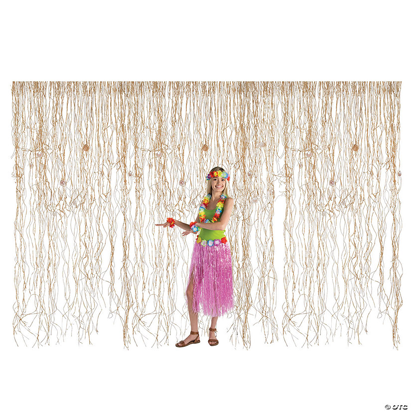 Raffia with Shells Curtain Backdrop Image