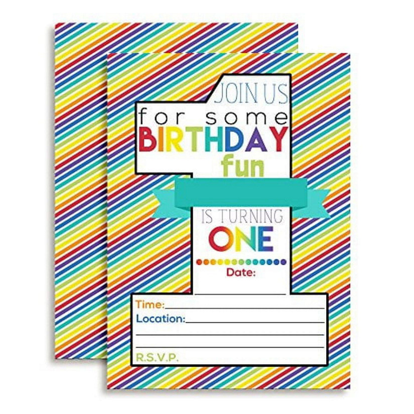Rainbow 1st Birthday Invitations 40pcs. by AmandaCreation Image