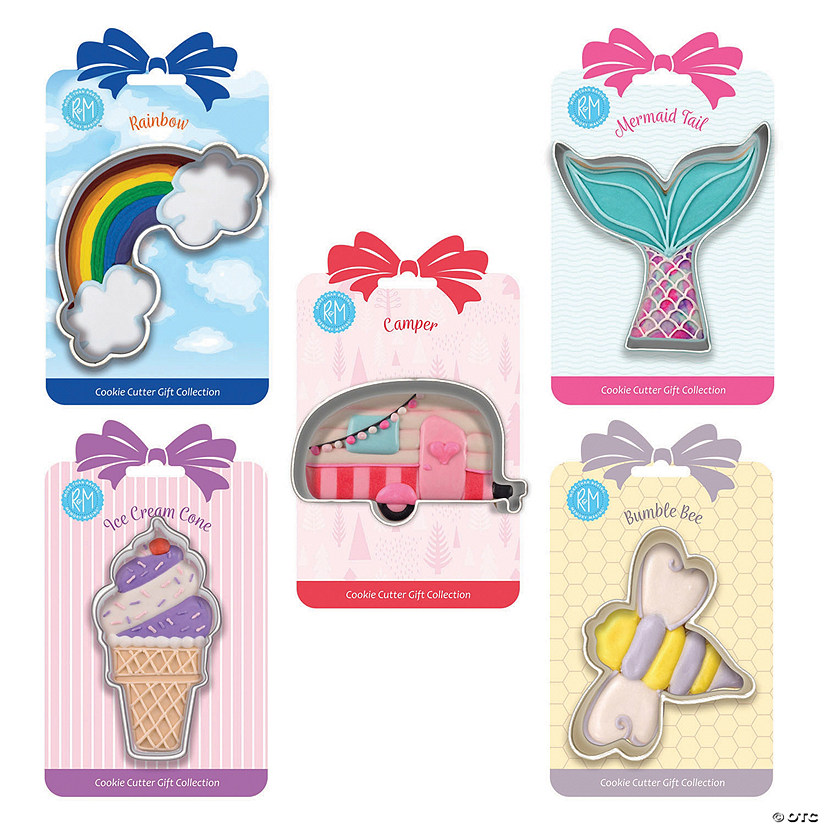 Rainbow, Bee, Mermaid, Camper, Ice Cream Carded 5 Piece Cookie Cutter Set Image