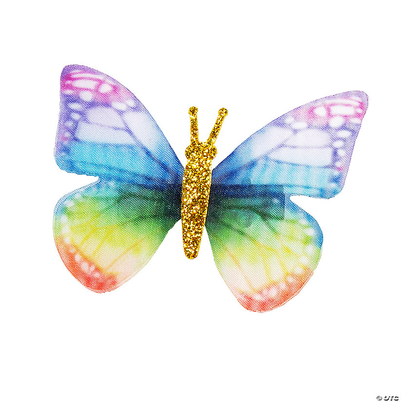 Rainbow Butterfly Hair Clips - 12 Pc. Image