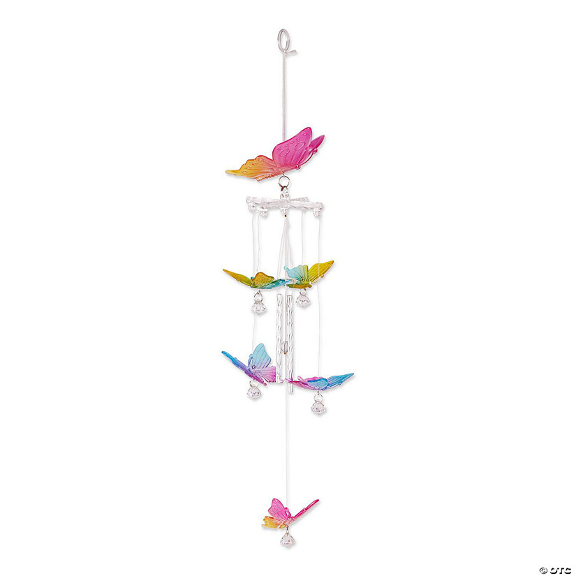 Rainbow Butterfly Wind Chimes 5X5X22" Image