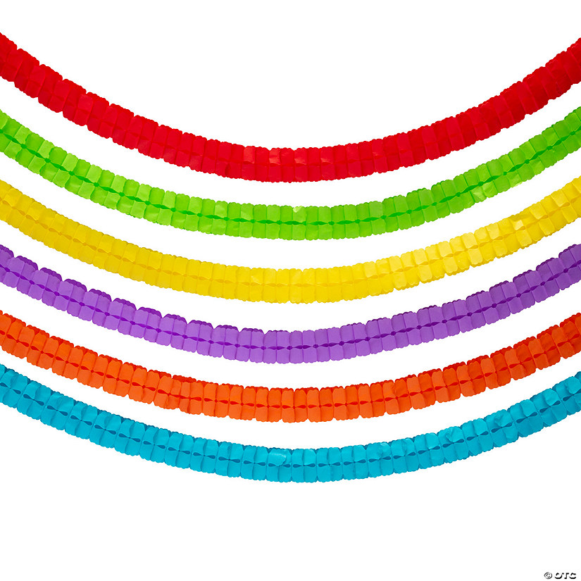 Rainbow Colors Tissue Paper Garlands - 6 Pc. Image