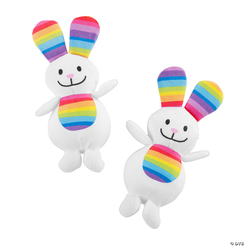 Rainbow Ear Stuffed Bunnies - 12 Pc. Image