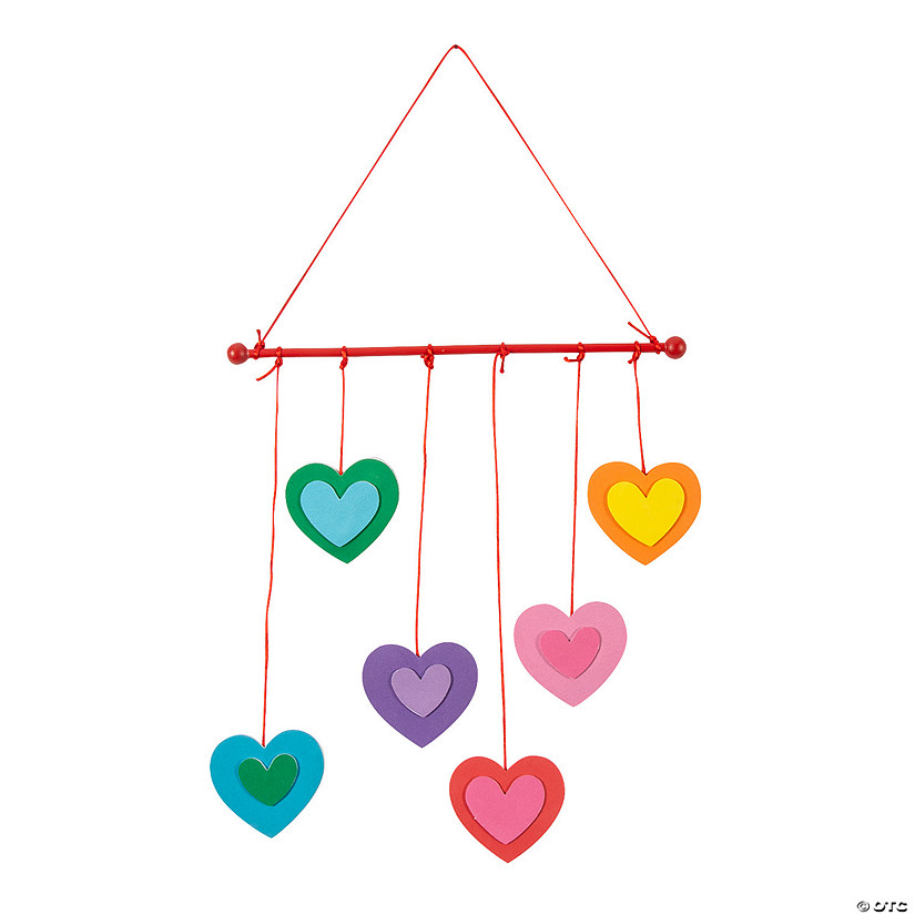 Rainbow Hanging Heart Mobile Craft Kit - Makes 6 Image