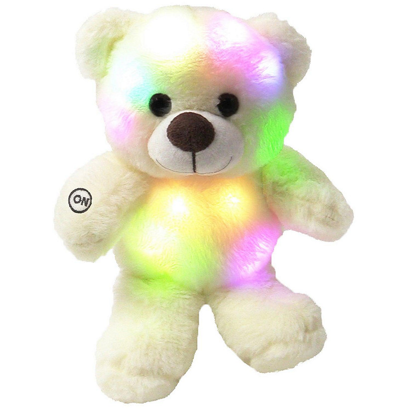 Rainbow Lites LED Light Up White Teddy Bear Glow Plush Stuffed Animal 12 inch Image