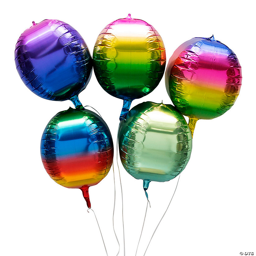Rainbow Orb 22" Mylar Balloons - 5 Pc. Image