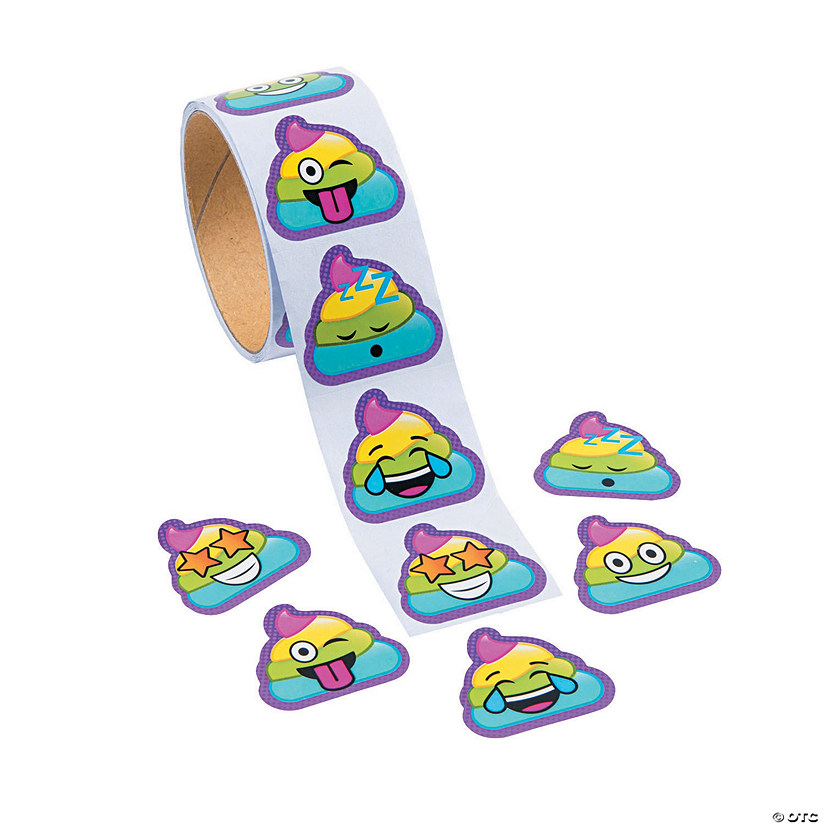 Rainbow Poop Emoji Sticker Roll 100 Pc. Discontinued