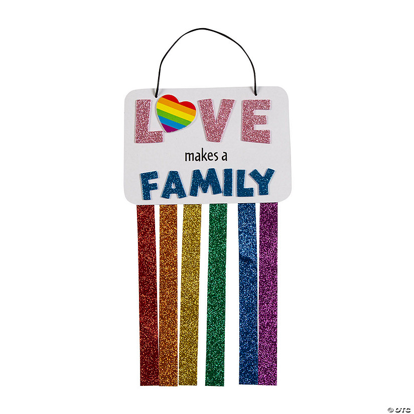 Rainbow Pride Glitter Hanging Sign Craft Kit - Makes 12 Image