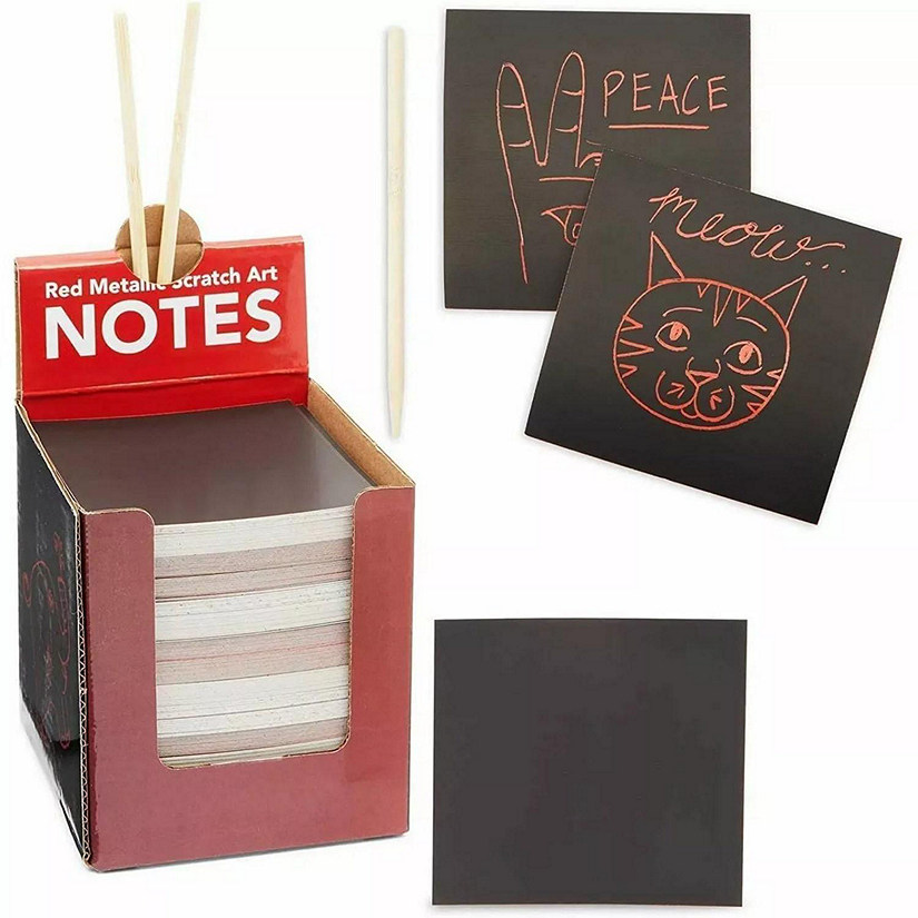 Rainbow Scratch Off Notes With 2 Wood Styluses Sticks (Red, 3.5 In, 300 Sheets) Image