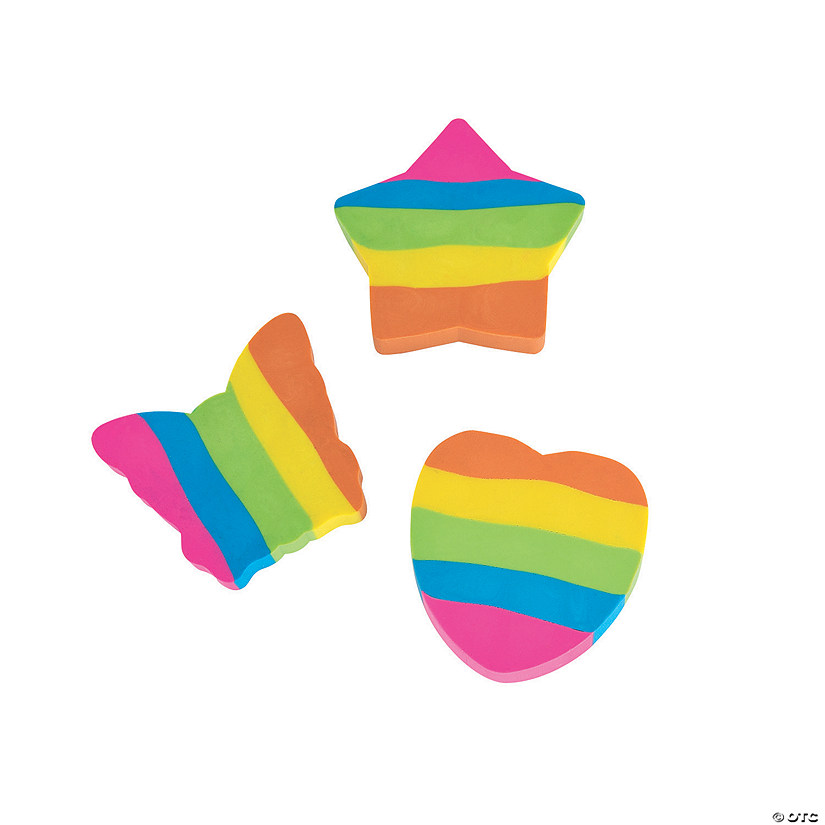 Rainbow Shapes Erasers Oriental Trading