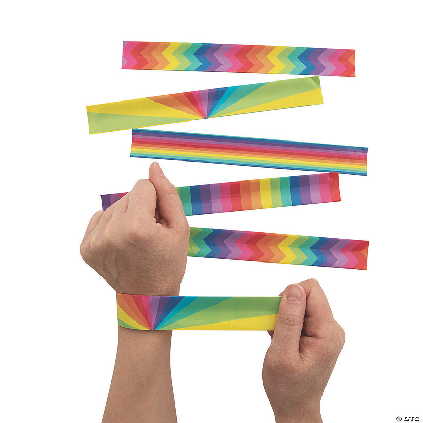 Rainbow Slap Bracelets - 12 Pc. Image