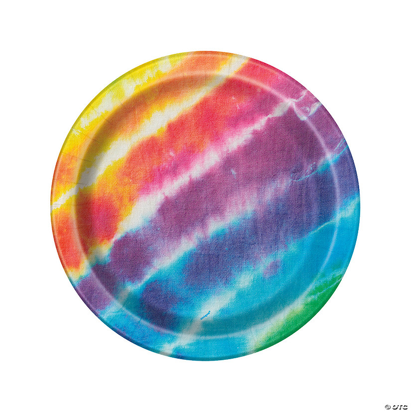 Rainbow Tie-Dye Paper Dinner Plates - 8 Ct. Image