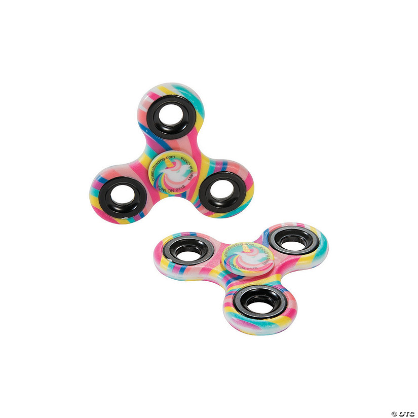 Rainbow Unicorn Fidget Spinners - 12 Pc. Image