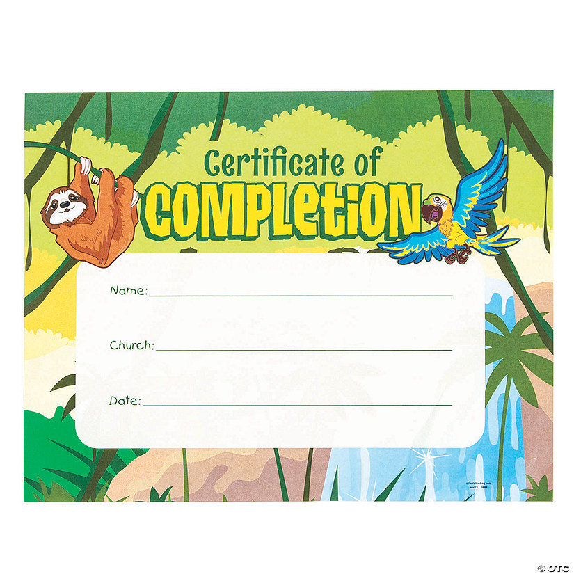 Rainforest VBS Certificates of Completion Image