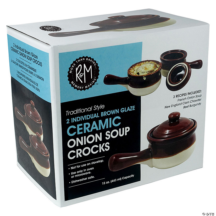 R&M International Ceramic Onion Soup Crock Pots, Set of 2 Image