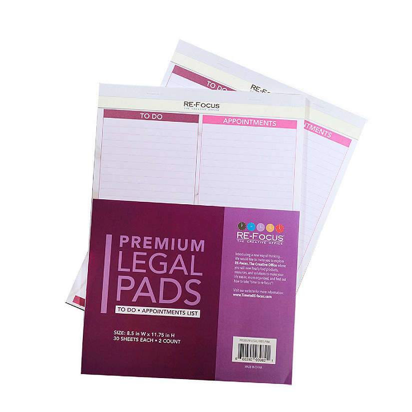 RE-FOCUS THE CREATIVE OFFICE, Professional To do and Appointment list pad, Legal size, 2 pack, 30 sheets each / Purple Image